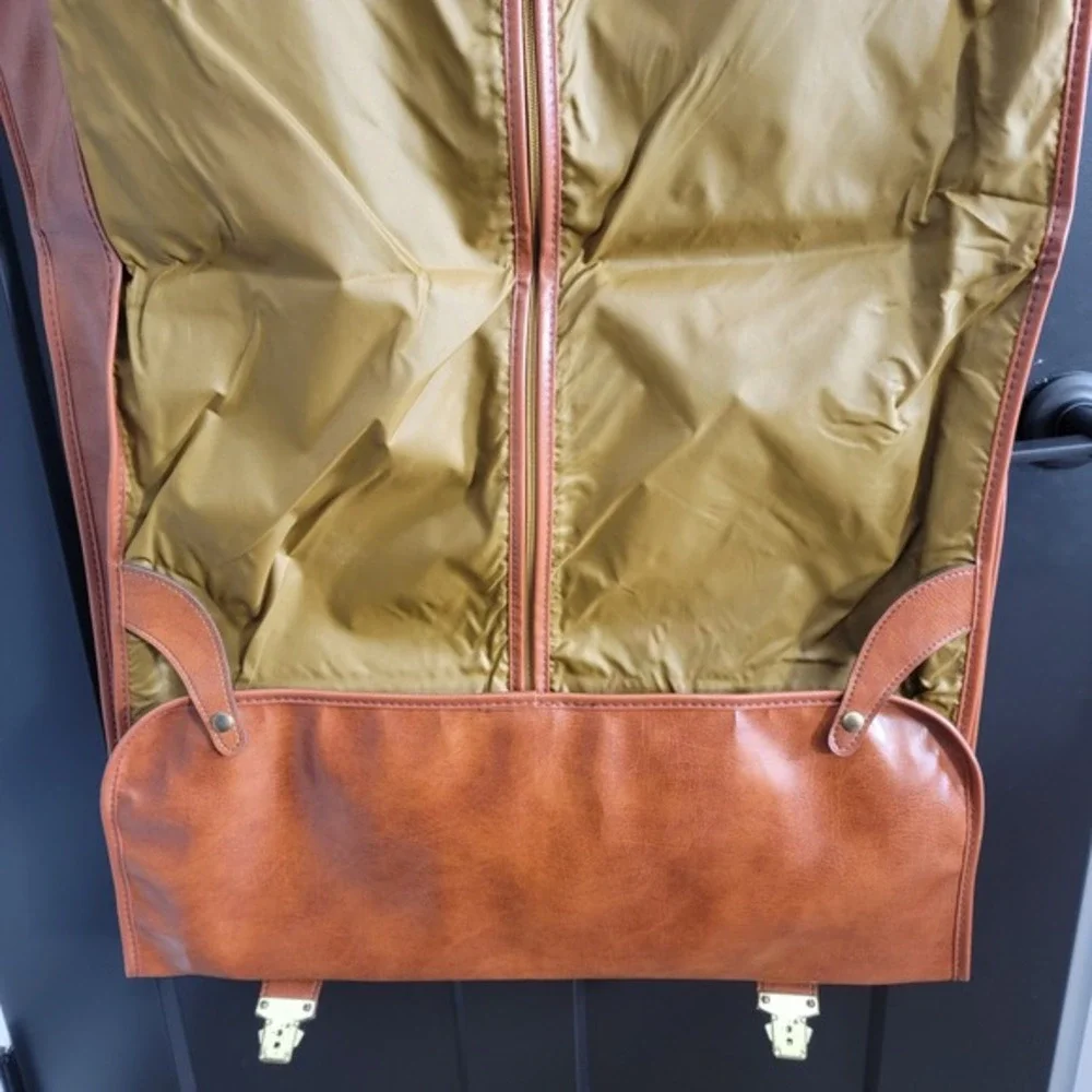 Vintage‎ Airway Luggage Garment Bag Leather Trim Suit Carrier Travel Luggage